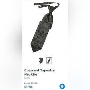 Charcoal Black Gray Grey Tie Wedding Prom Tuxedo Pre Tied clip tapestry paisley